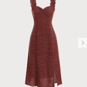 RIHOAS The Red Frill Trim Side Split Midi Dress 3